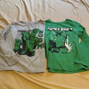 Jumping Beans Minecraft Long Sleeve Tees - Green and Gray